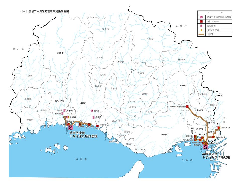 流域下水道汚泥処理事業施設配置図